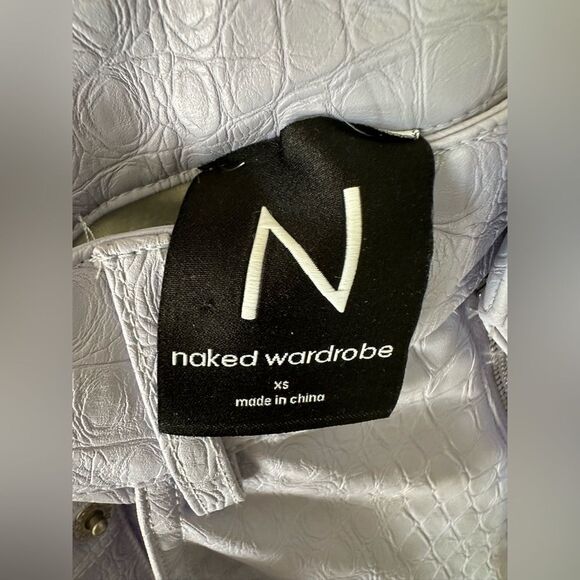 Naked Wardrobe Straight Croc Faux Leather Straight Leg Pants Lavender Purple XS - Picture 6 of 9